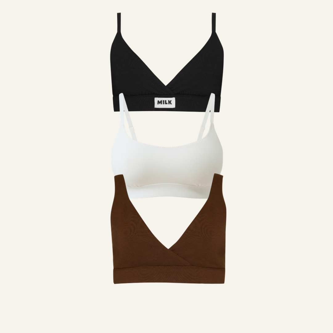 Milk bra 70AB ブラック・ベージュ セット Milk Bra Trio